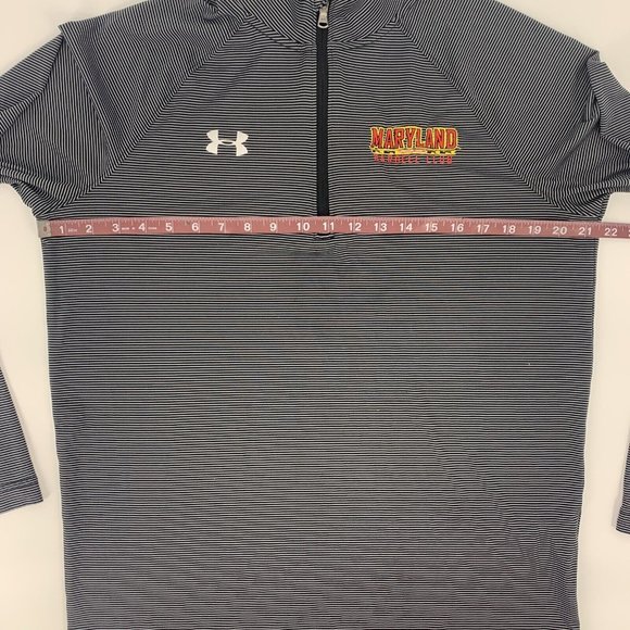 Men's Under Armour 1/4 Zip LS Shirt Maryland Terps Barbell Club Black Stripes M - Picture 8 of 9